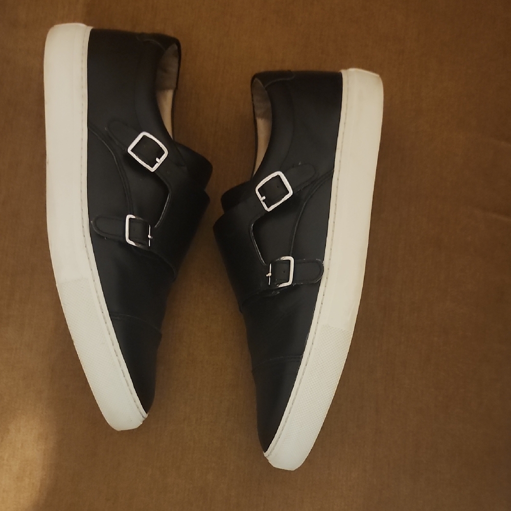 Taft Black and White Double Monk Strap Sneakers - Picture 3 of 6